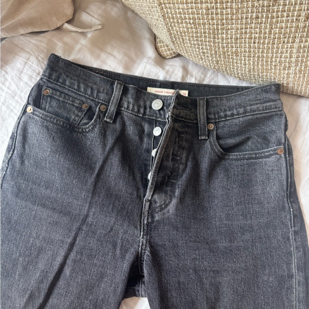 Levi's Faded Black Wedgie Straight Jeans